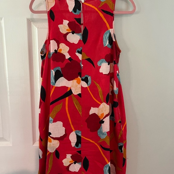 Beautiful summer linen red print dress. - Picture 3 of 3